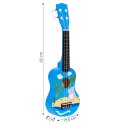 Gitara ukulele dla dzieci drewniana 4 struny nylonowe kostka do gry ECOTOYS