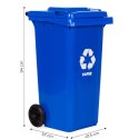 Kosz na śmieci pojemnik 120L kubeł śmietnik niebieski makulatura gumowe koła