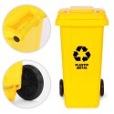 Kosz na smieci pojemnik 120L kubeł śmietnik żółty plastik gumowe koła